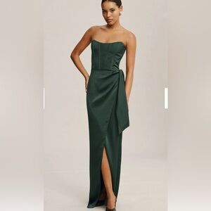 EUC V. Chapman June Corset Jacquard Front-Slit Gown